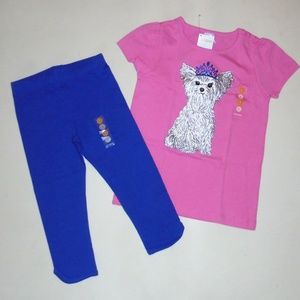 Gymboree Girls Puppy Tee Blue Capris Size 6 NEW